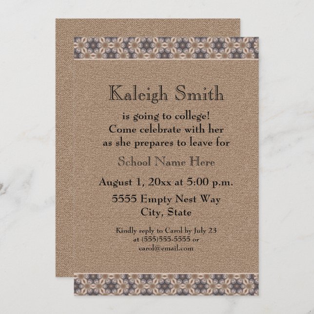 Brun inbjudan till Abstrakt för skräppostpart för  (Fram/baksida)