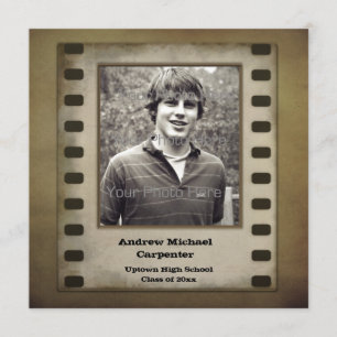 Brun inbjudan till filmstreck - grunge fotokort