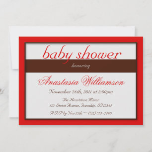 Brun inbjudan till Red Baby Shower i Rand