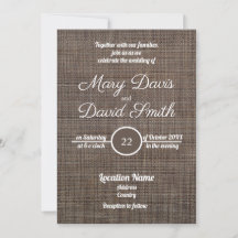 Brun inbjudan till Rustic Background Wedding