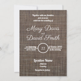 Brun inbjudan till Rustic Background Wedding