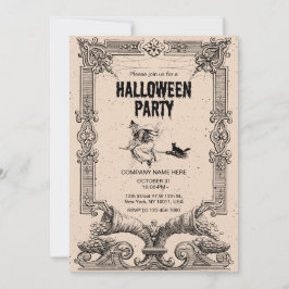 Brun inbjudan till Vintage Halloween fest