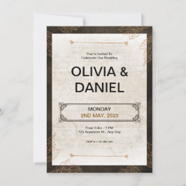 Brun inbjudan till Vintage Retro-bröllop