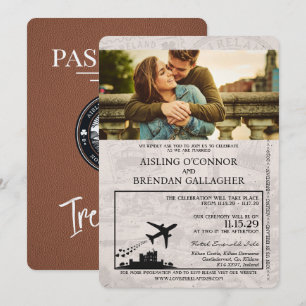 Brun Ireland Passport Wedding-inbjudan Inbjudningar