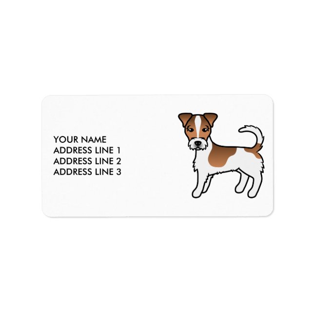 Brun Jack Russell Terrier Hund Med Sträv Päls & Te Adressetikett (Framsidan)