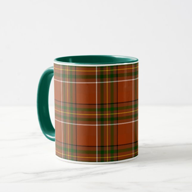 Brun jordnära Plaid Tartan  Mugg (Framsida vänster)