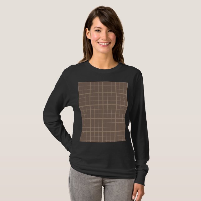 Brun jordton rutig check  t shirt (Hel framsida)