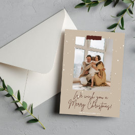 Brun julfamiljs fotoport Hälsning Inbjudningar