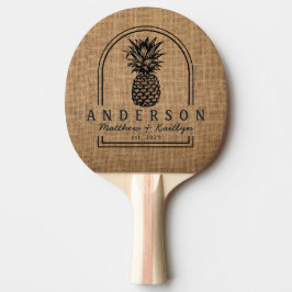 Brun Jutesäck Ananas Bröllopsbåge & Namn Pingisracket