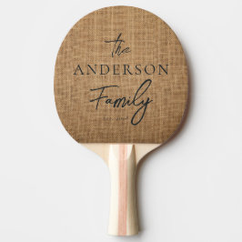 Brun Jutesäck Handskriven Familjenamn Pingisracket