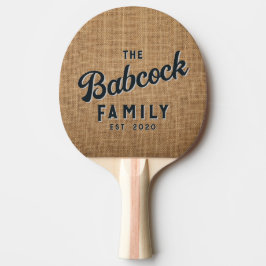 Brun Jutesäck Retro Familjenamn & Årtal Pingisracket