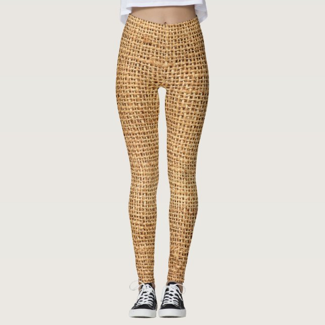 Brun jutesäck: Texturerad tygbakgrund Leggings (Framsida)