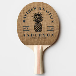 Brun Jutesk Tropisk Ananas Bröllopskrona Pingisracket