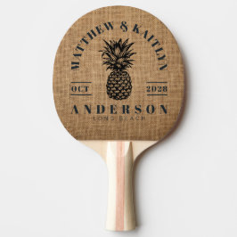 Brun Jutesk Tropisk Ananas Bröllopskrona Pingisracket