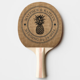 Brun Juteskål Ananas Bröllopskam & Namn Pingisracket