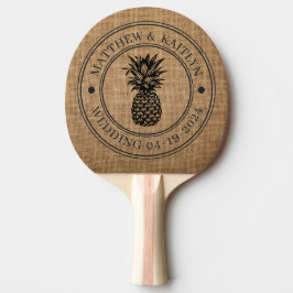 Brun Juteskål Ananas Bröllopskam & Namn Pingisracket