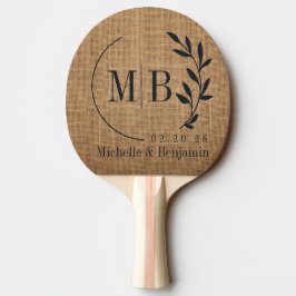 Brun Juteskogsblad Vigselmonogram Pingisracket