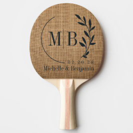 Brun Juteskogsblad Vigselmonogram Pingisracket