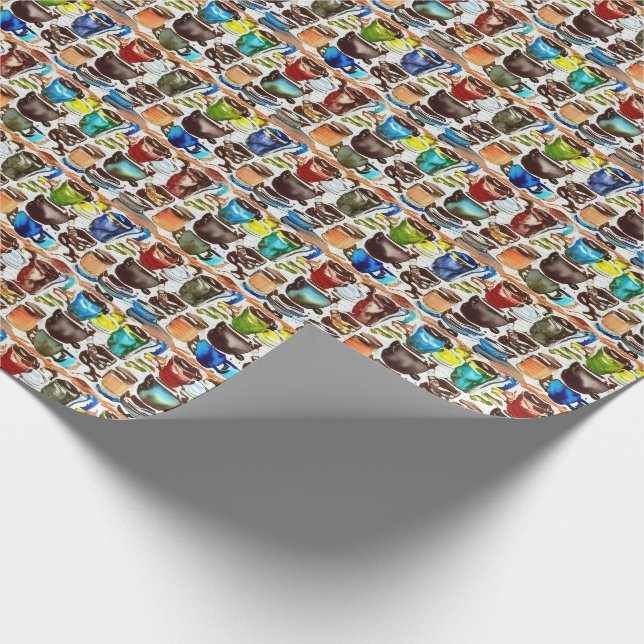 Brun Kaffe koppar Abstrakt Vattenfärg Mönster Presentpapper (Hörn)