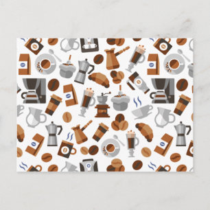 Brun kaffe och Mönster Vykort