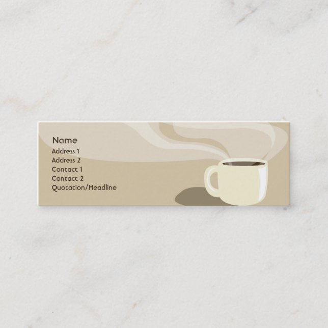Brun kaffekopp - smala mini visitkort (Framsida)