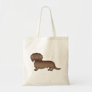 Brun kanelbrun långhårig dachshund seriehund tygkasse
