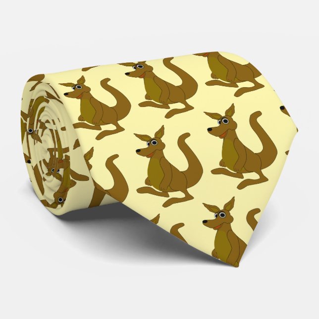 Brun Kanguru Design Halsduk Slips (Rullad)