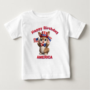 Brun Kanin (5ae) Patriotisk Barn T-Shirt