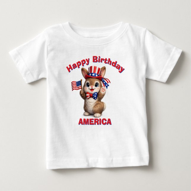 Brun Kanin (5ae) Patriotisk Barn T-Shirt (Framsida)