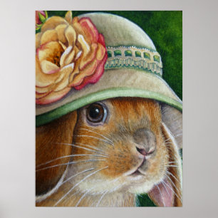 Brun kanin i Vår Bonnet Art 18x24 Poster