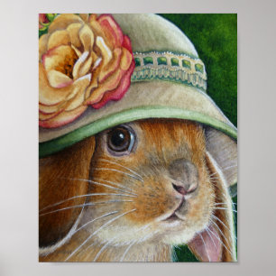 Brun kanin i Vår Bonnet Art 8x10 Poster