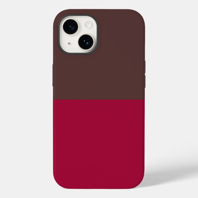Brun karmosinfärgad iPhone-fodral med färgblock (Baksida)