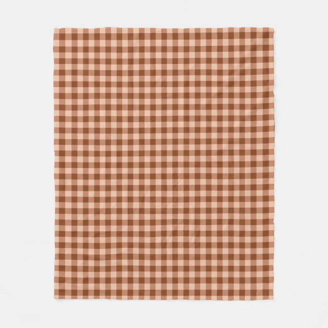 Brun Karomönster Enkel Rustik Gingham Fleecefilt (Framsidan)