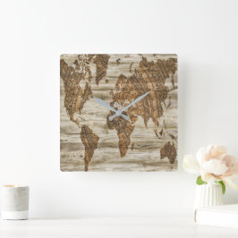 Brun karta i världspressen fyrkantig klocka