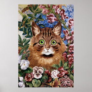 Brun katt i Garden Poster Skriv ut
