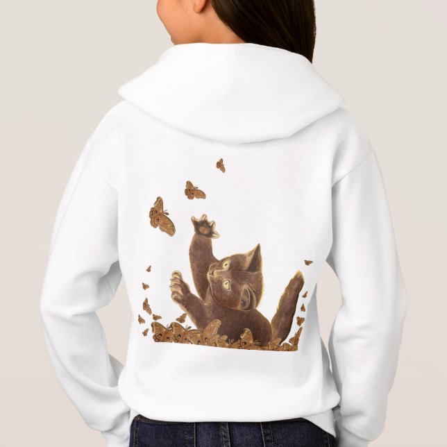 Brun katt & nattfjärilar  t shirt (Baksida)