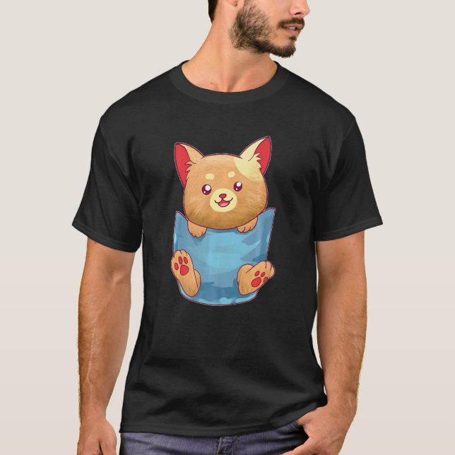 Brun katt sitter i ficka Kitty  jamande katter  Fa T Shirt (Framsida)