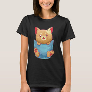Brun katt sitter i ficka Kitty jamande katter Fan T Shirt