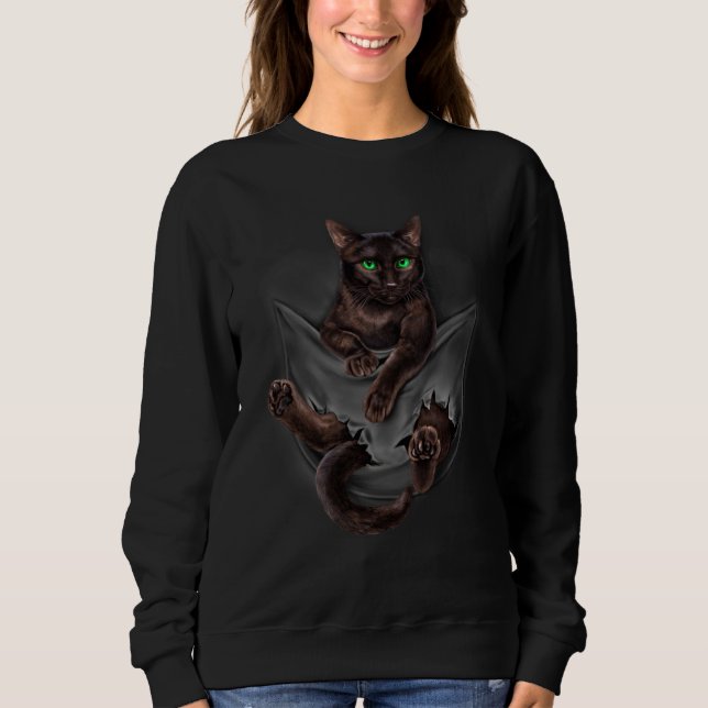Brun katt sitter i fickan  Katter T Shirt (Framsida)