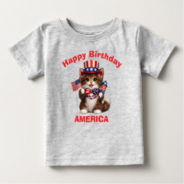 Brun kattunge (1g) Patriotisk barn t-shirt