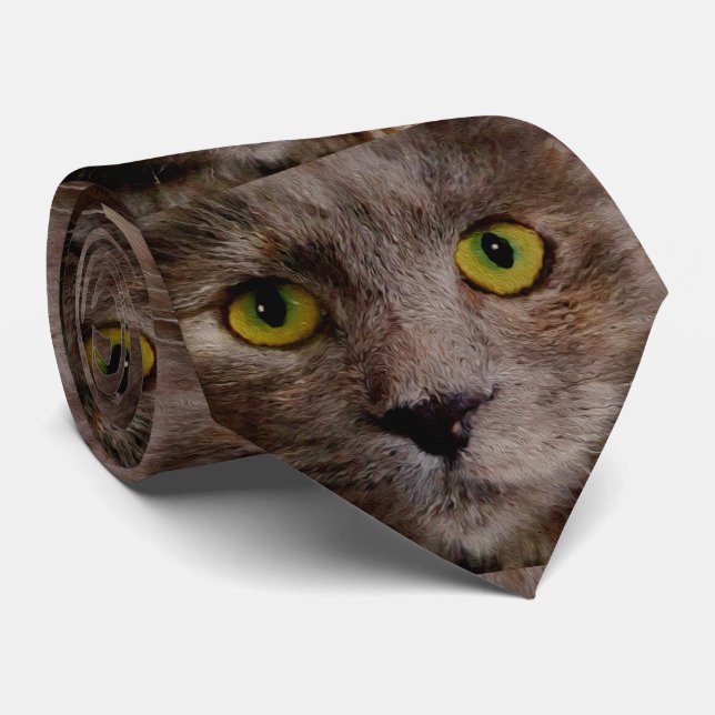 Brun kattunge oljemålning, slips (Rullad)