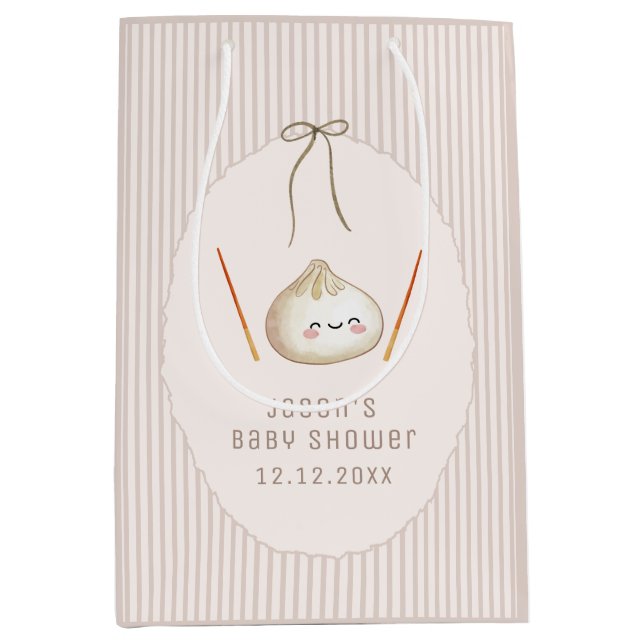 Brun Kawaii Pojke Båge Asiatisk Dumplings Baby Sho (Framsidan)