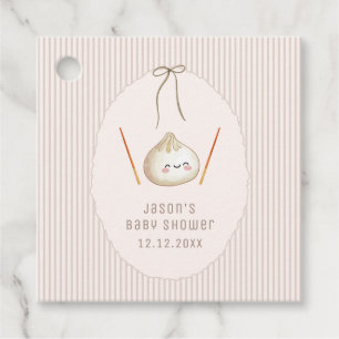 Brun Kawaii Pojke Bowle Asiatisk Dumplings Baby Sh Gåvor Etiketter