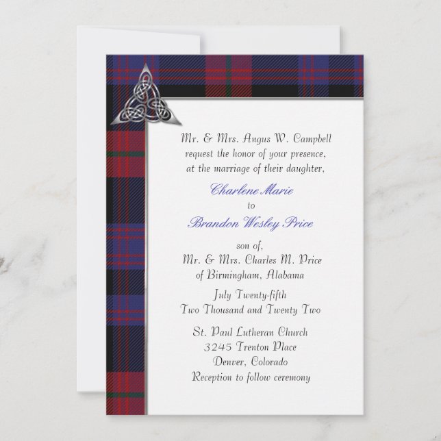 Brun Klan Tartan Play Wedding bjudande Inbjudningar (Framsida)