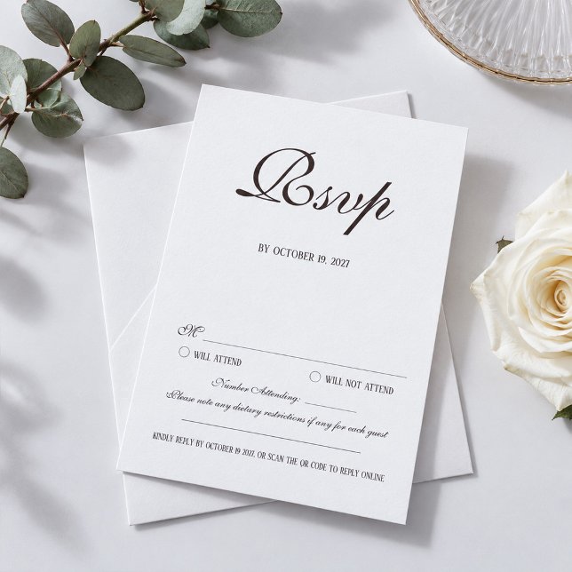 Brun Klassisk Bröllop RSVP-kort Tilläggskort (Skapare uppladdad)