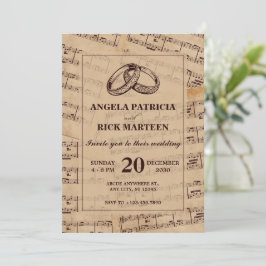 Brun klassisk musik noter lakan bröllop inbjudningar