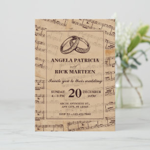 Brun klassisk musik noter lakan bröllop inbjudningar