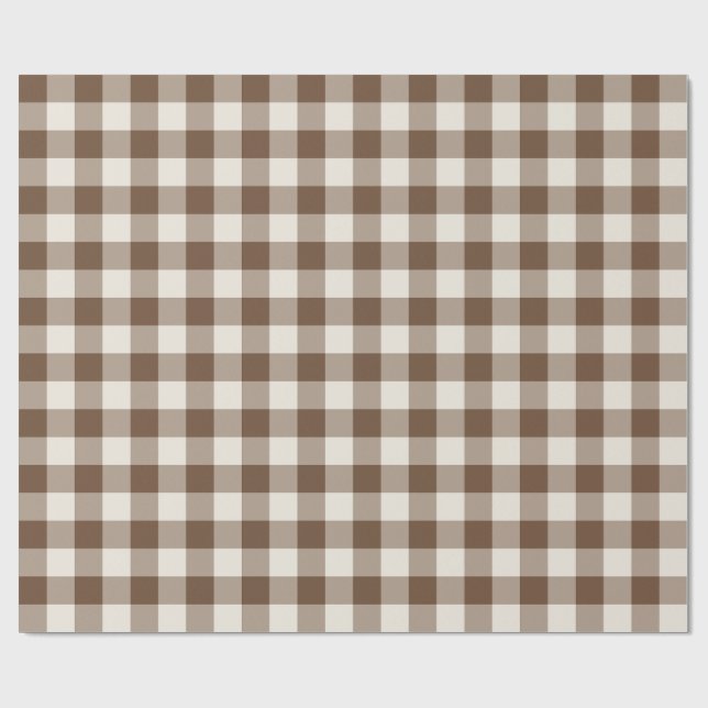 Brun Klassisk Picknick Gingham Rutigt Presentpapper (Platt)