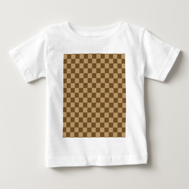 Brun kombinationsklassikerschackbräde t shirt (Framsida)