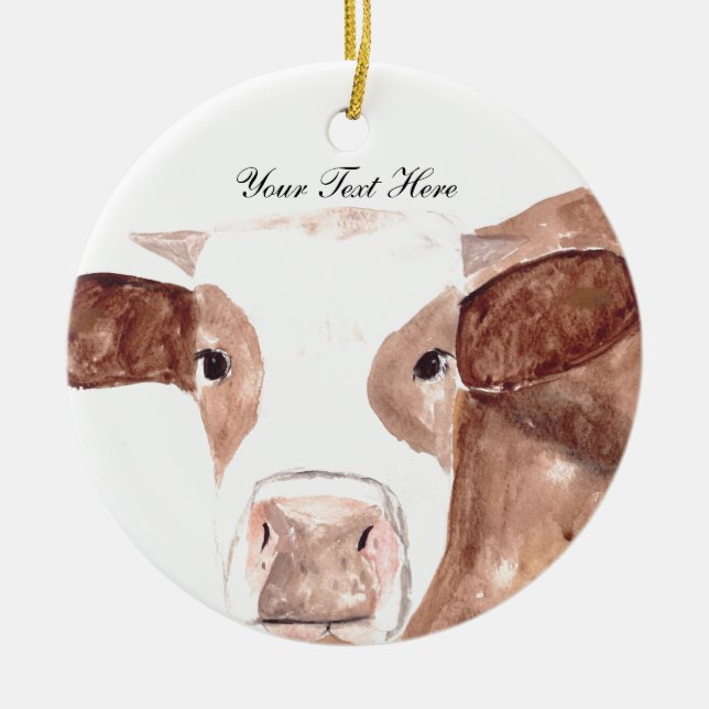 Brun komjölkfärg Djurfarmen Scottish Anpassningsba Julgransprydnad Keramik (Framsidan)